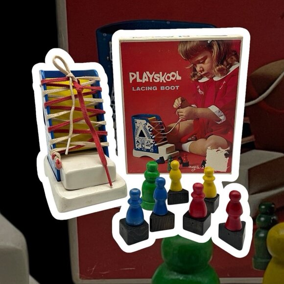 PLAYSKOOL Vintage Red Box Lacing Boot Learning While Playing in Original Box - Picture 14 of 15